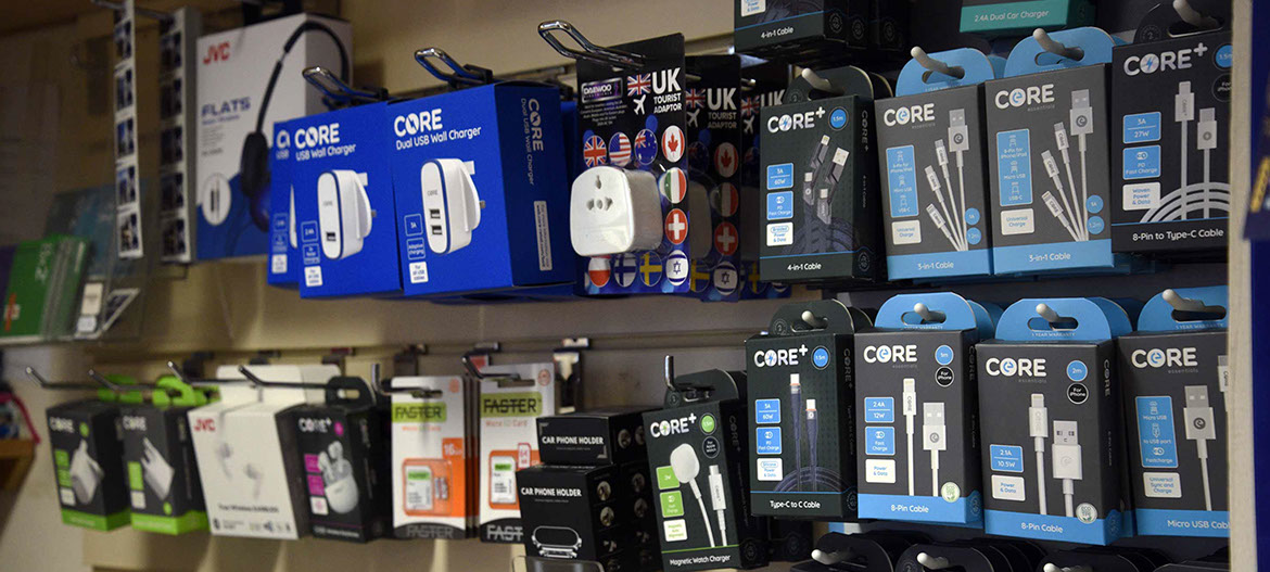 Our book shop on the Isle of Skye has a large electronic goods section selling adaptors